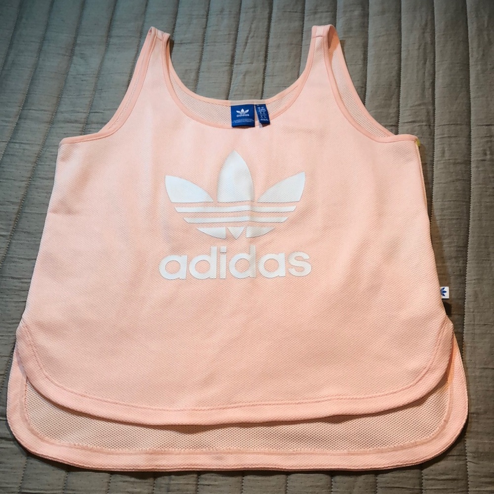Adidas pink textured tank top, size Large